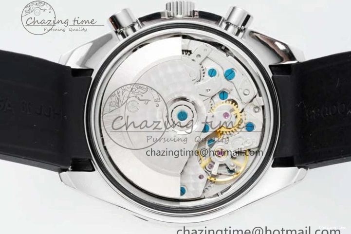 0111 Breathable Speedmaster Racing Master SS HKF Best Edition White Dial on Black Rubber Strap A 7815